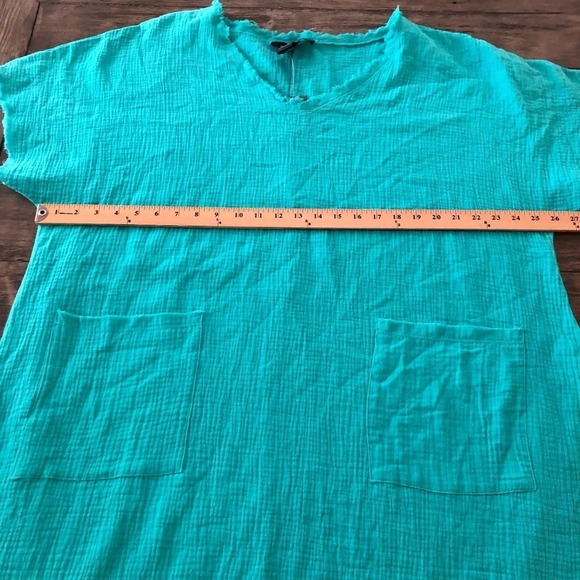 NWT Ashley Stewart Size 14/16 Gauzy V Neck Turquoise Swim Cover Up Dress Casual - Picture 6 of 7